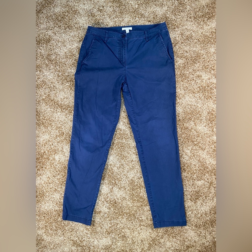 Eileen Fisher Women's Blue Ankle Pants Organic Cotton Tencel Stretch Size S